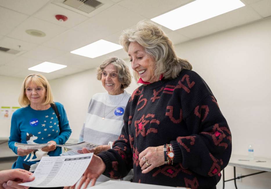 Rho Hudson, left, Betty Titus, center, and Rep. Dina Titus, D-Nev., cast their early vote at Ca ...