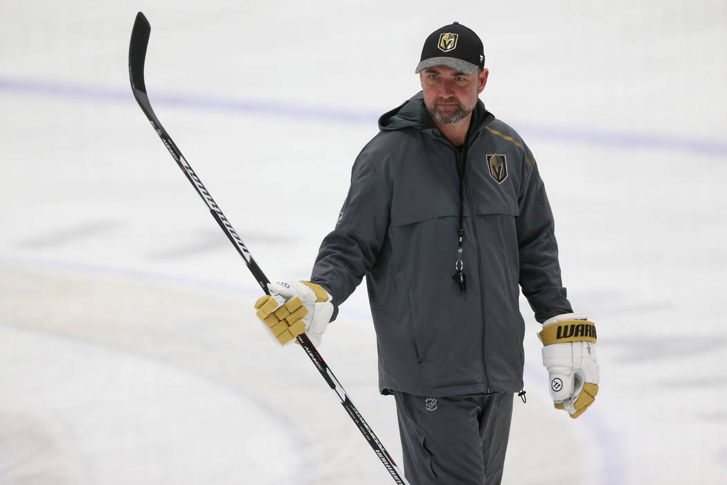 Vegas Golden Knights coach Peter DeBoer during a team practice at City National Arena in Las Ve ...