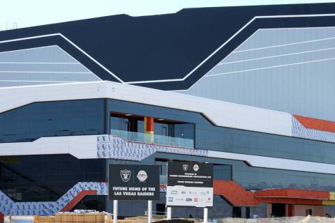The Raiders' under-construction practice facility in Henderson photographed on Monday, Feb. 24, ...
