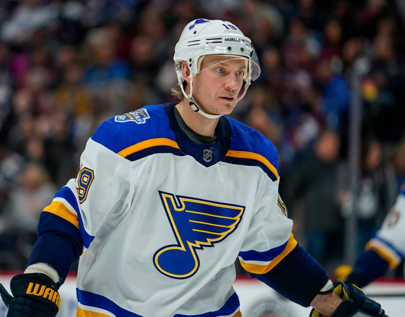 FILE - In this Jan. 2, 2020 file photo St. Louis Blues defenseman Jay Bouwmeester skates agains ...