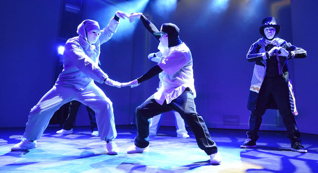 Cast members from the Jabbawockeez rehearse at the MGM Grand hotel-casino at 3799 Las Vegas Blv ...