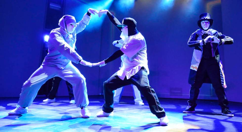 Cast members from the Jabbawockeez rehearse at the MGM Grand hotel-casino at 3799 Las Vegas Blv ...