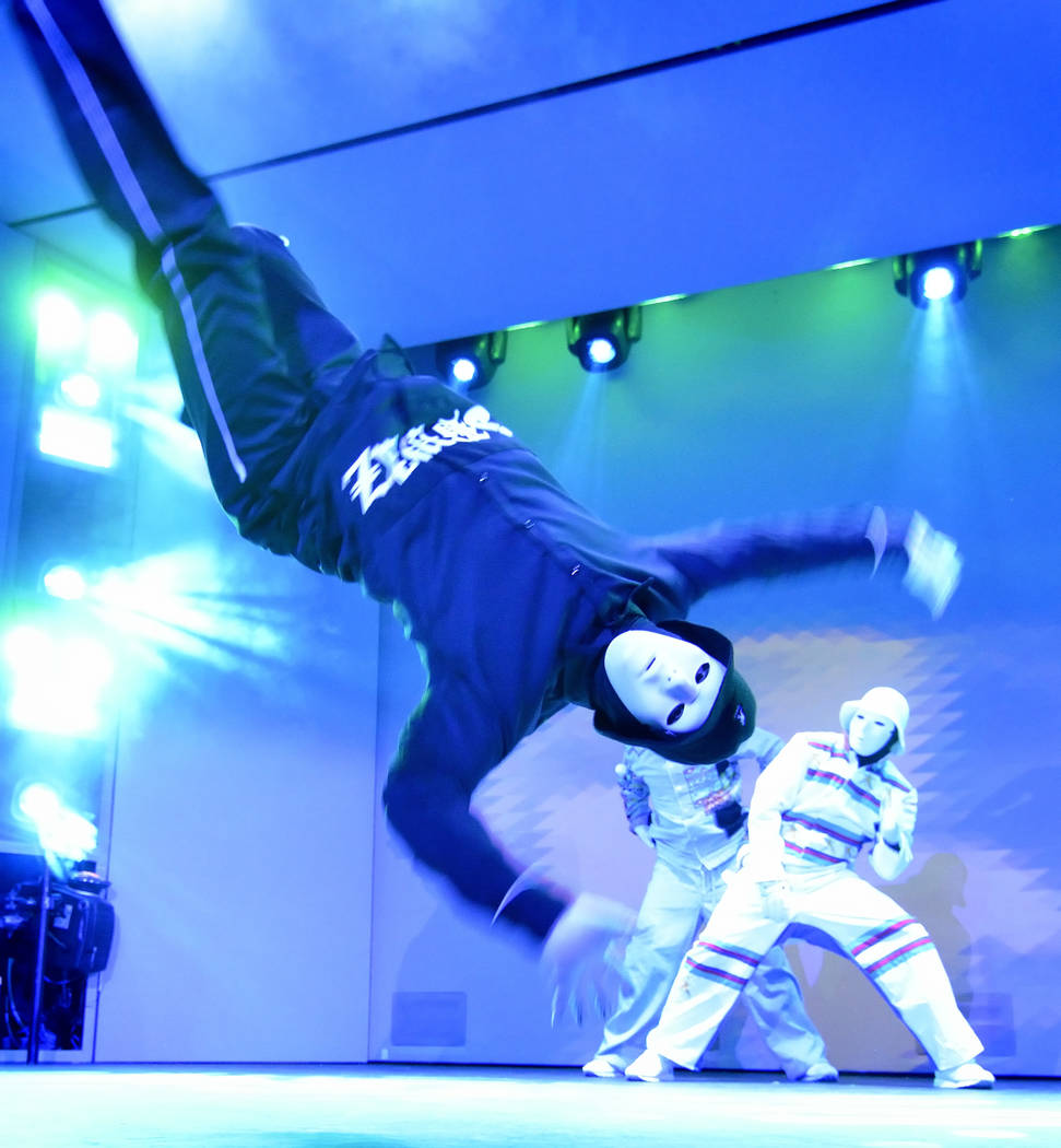 Cast members from the Jabbawockeez rehearse at the MGM Grand hotel-casino at 3799 Las Vegas Blv ...