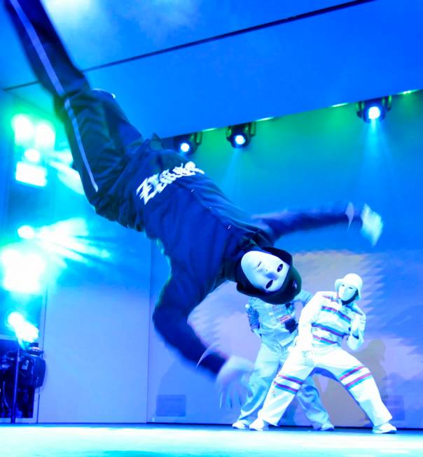 Cast members from the Jabbawockeez rehearse at the MGM Grand hotel-casino at 3799 Las Vegas Blv ...