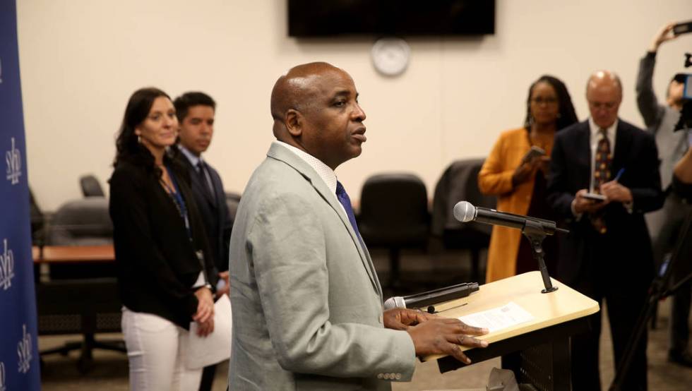 Dr. Fermin Leguen, Southern Nevada Health District acting health officer, talks about the first ...