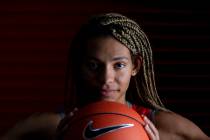 Guard Bailey Thomas (14) poses for a portrait during UNLV women's basketball media day at Thoma ...