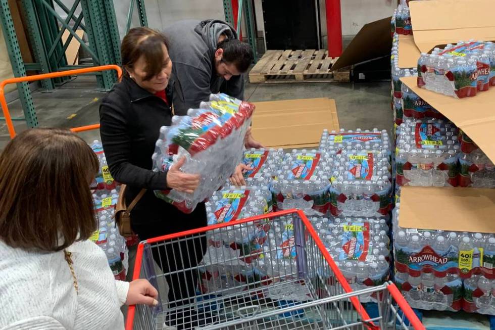 Shoppers visit a Costco Wholesale in Las Vegas on Monday, March 2, 2020. (David Guzman/Las Vega ...