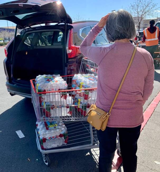 Shoppers visit a Costco Wholesale in Las Vegas on Monday, March 2, 2020. (David Guzman/Las Vega ...