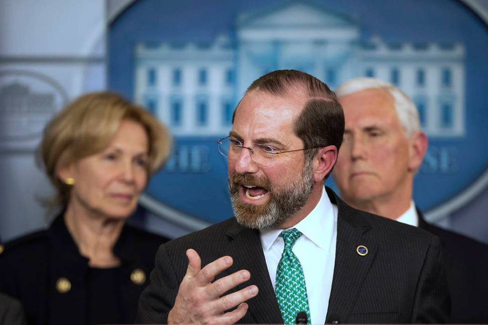 Department of Health and Human Services Secretary Alex Azar, with White House coronavirus respo ...