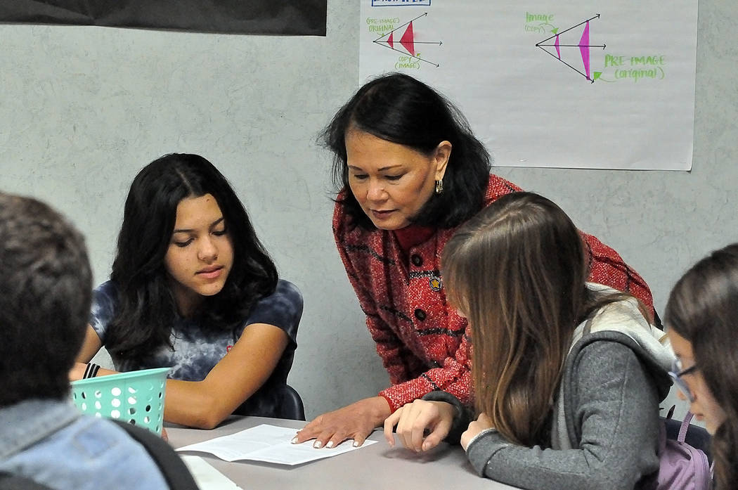 State Superintendent Jhone Ebert visiting Rosemary Clark Middle School Tuesday, Dec. 10, 2019. ...