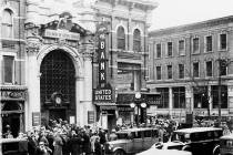 Crowds gathered outside the Brownsville Branch of the Bank of the United States at Stone and Pi ...