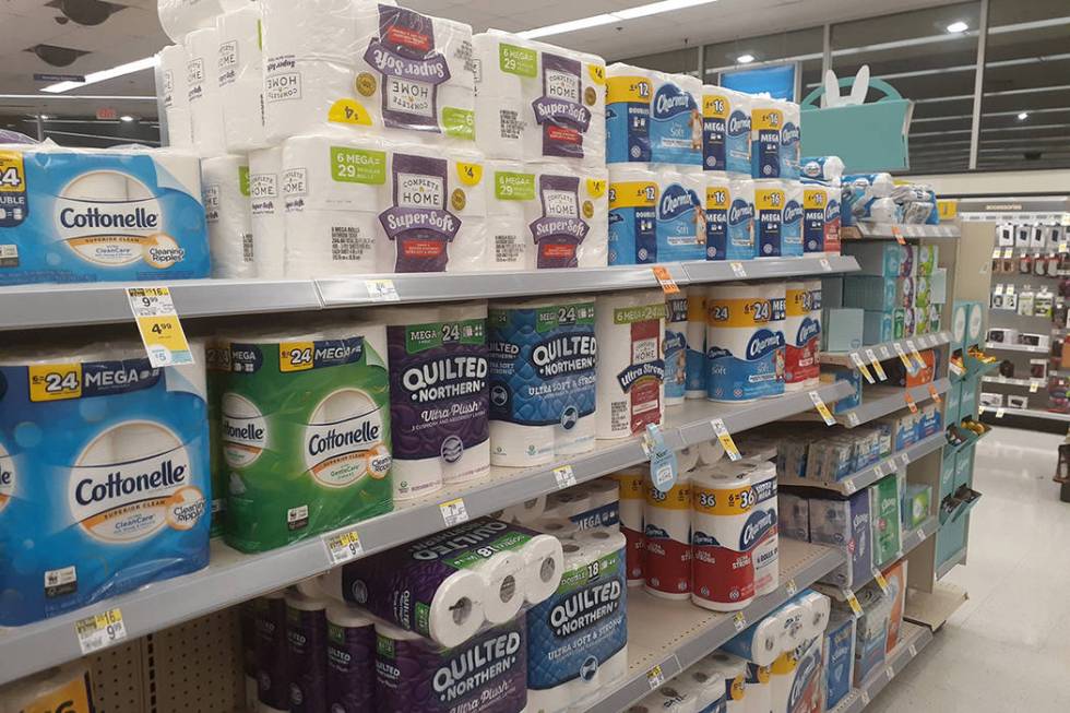 The toilet paper aisle at Walgreens, 2389 E. Windmill Lane in Las Vegas. (Tony Garcia/Las Vegas ...