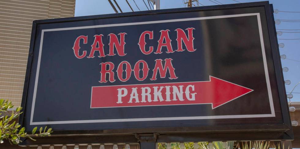 The parking sign of the Can Can Room is seen on Wednesday, Sept. 11, 2019, in Las Vegas. (Micha ...