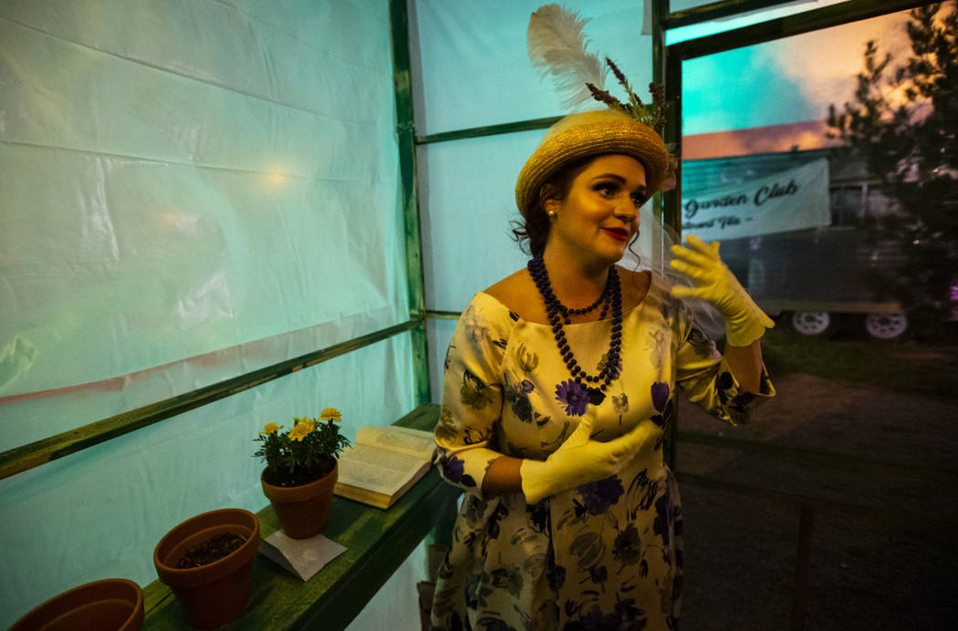 Daffy Gardenia, played by Caitlin Gibbons, speaks during a dress rehearsal of "The Garden ...