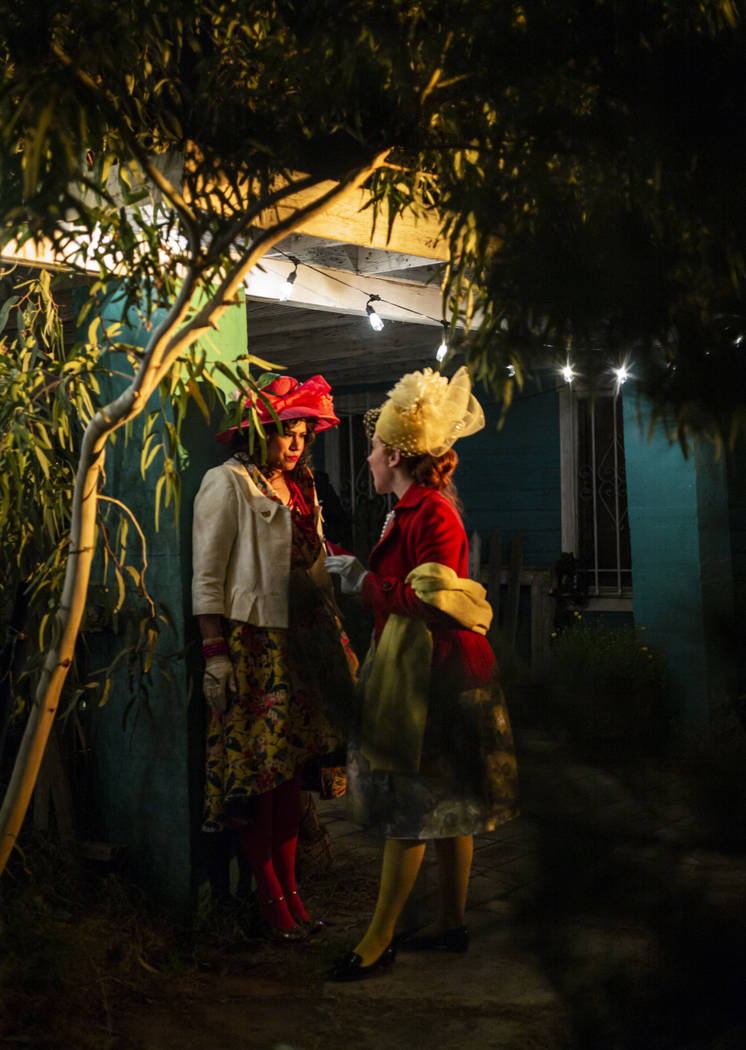 Rose Aster, played by Natalie Senecal, left, talks with Pansy Stock, played by Rose Donahue, du ...