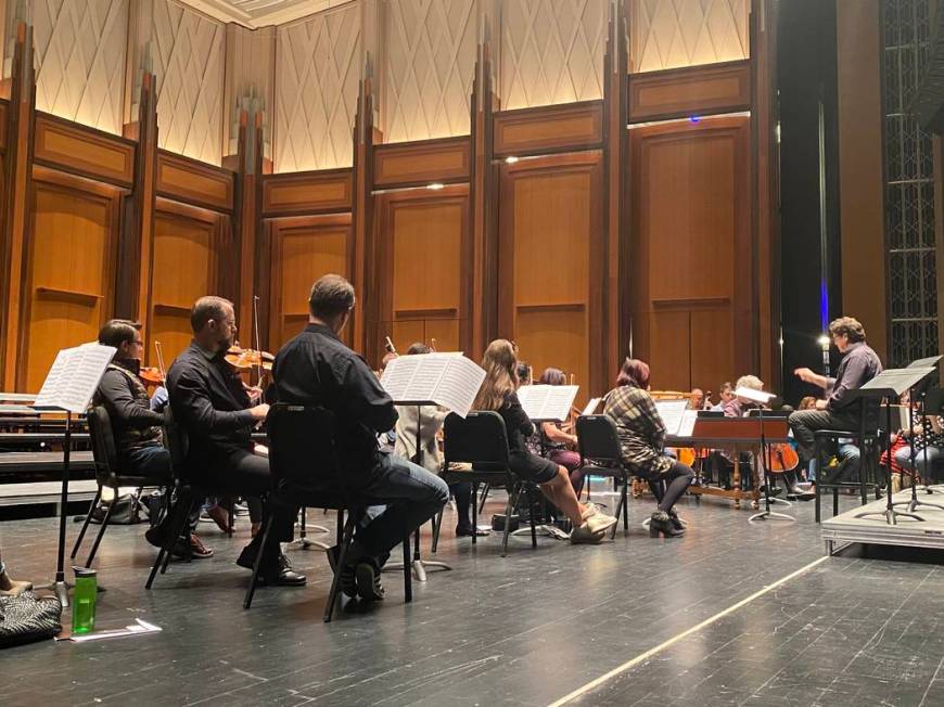 Donato Cabrera works with the Las Vegas Philharmonic at Reynolds Hall on Thursday, March 5, 202 ...