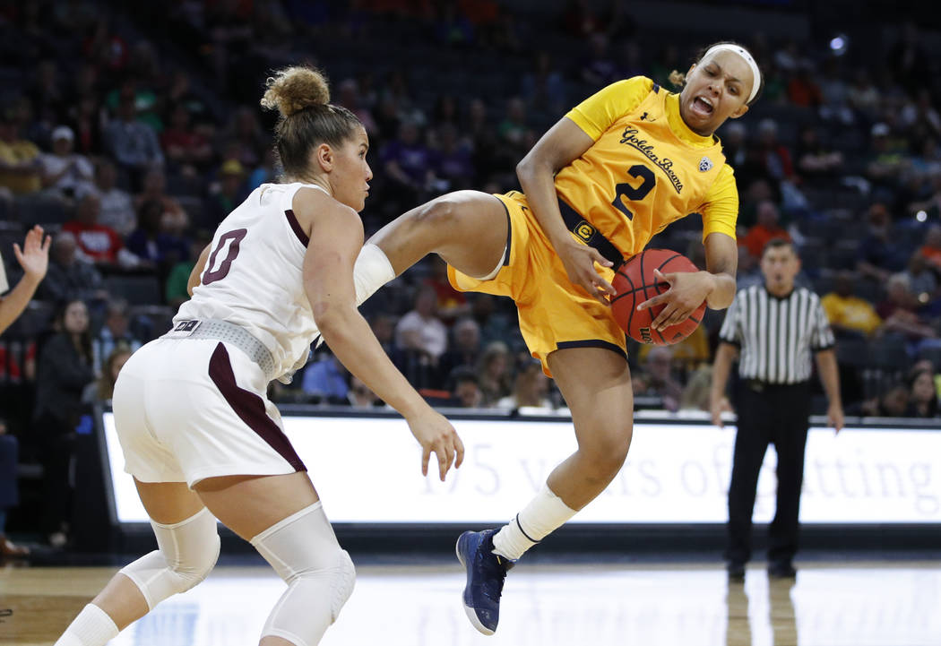 Arizona State's Taya Hanson (0) attempts to steal the ball from California's Cailyn Crocker (2) ...