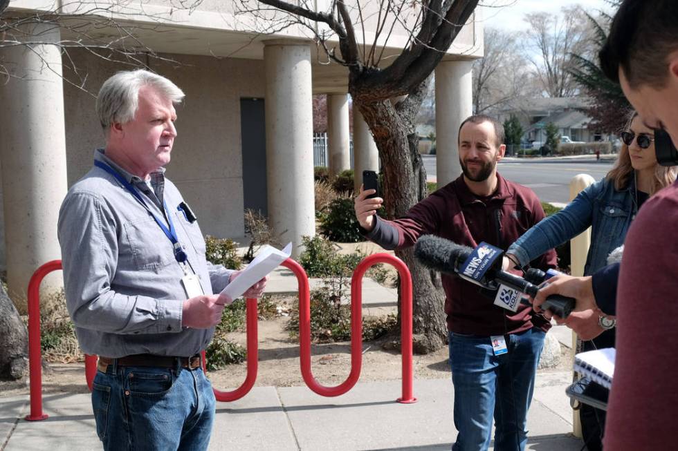 Washoe County District Health Officer Kevin Dick briefed reporters Sunday on the county's secon ...
