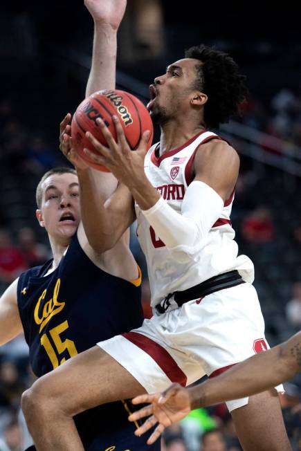 Standford's guard Bryce Wills (2) goes up for a point against California's forward Grant Antice ...