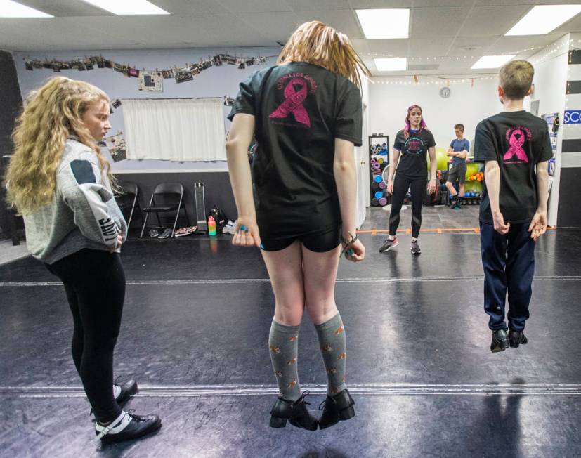 Instructor Nicole Blubaugh, second from left, teaches students on Wednesday, March 4, 2020, in ...