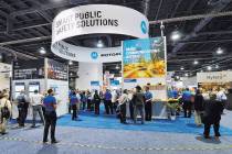 Part of the International Wireless Communications Expo is shown in the Las Vegas Convention Cen ...
