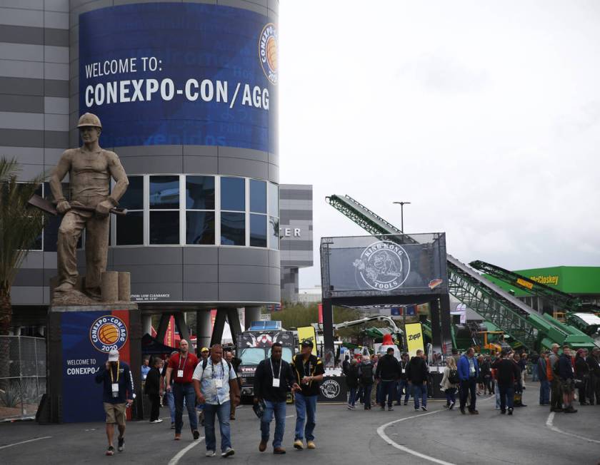 Conventioneers at the ConExpo-Con/Ag 2020 at the Las Vegas Convention Center Tuesday, March 10 ...