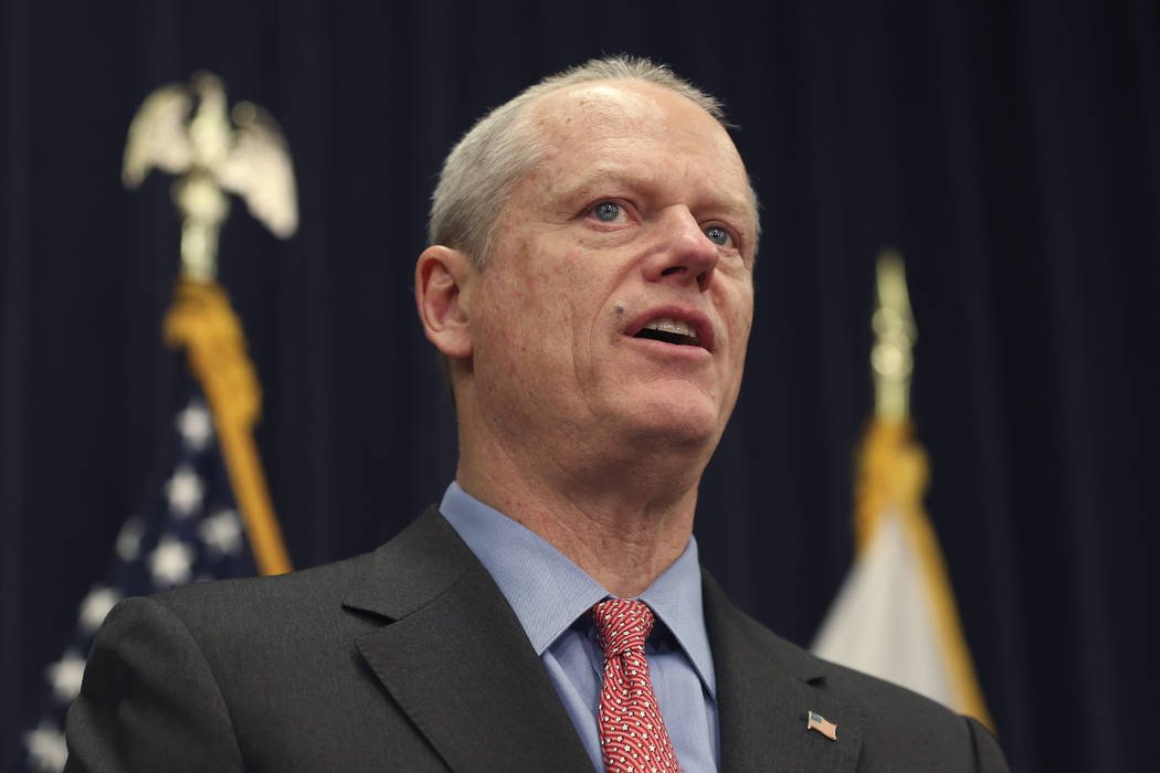 Massachusetts Gov. Charlie Baker announces that a state of emergency would go into effect durin ...