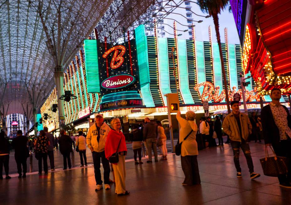 A view of Binion's at Casino Center Boulevard along the Fremont Street Experience in downtown L ...