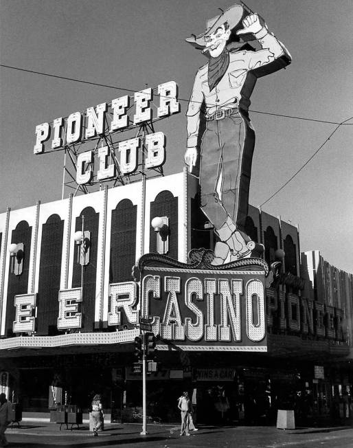 Vegas Vic neon sign is seen above the Pioneer Club casino on Fremont Street in downtown Las Veg ...