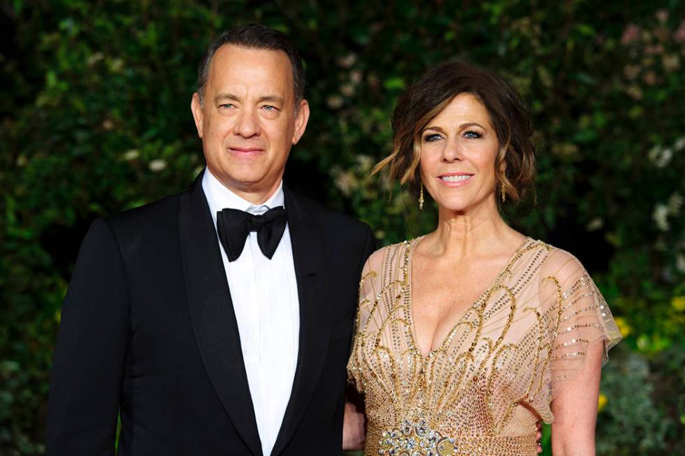 FILE - In this Feb. 16, 2014 file photo, U.S actors Tom Hanks and Rita Wilson arrive for the Br ...