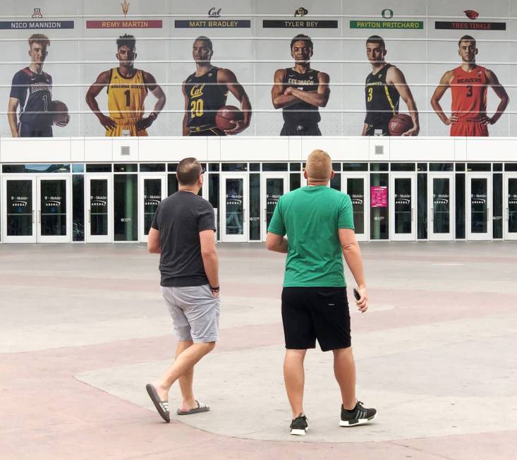 Guest outside T-Mobile Arena on March 12, 2020, in Las Vegas. (Bizuayehu Tesfaye/Las Vegas Revi ...