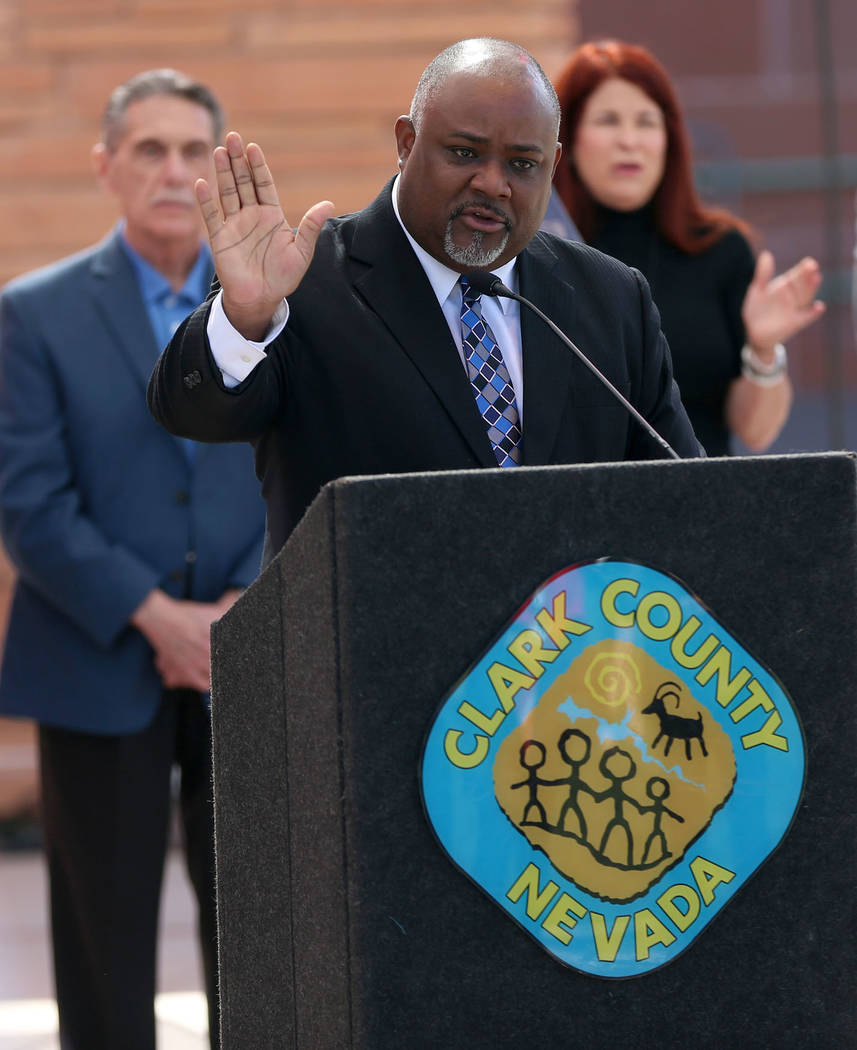 Assemblyman Jason Frierson, D-Las Vegas, speaks during the Southern Nevada 2020 Census Kick Off ...