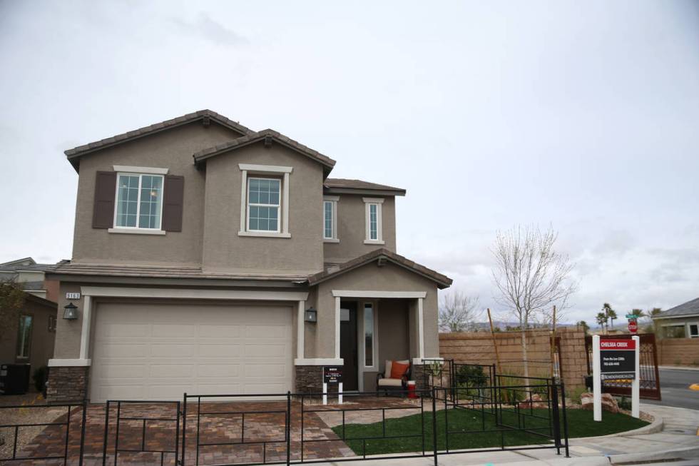 A model home in the Richmond American Chelsea Creek residential community in Las Vegas, Friday, ...