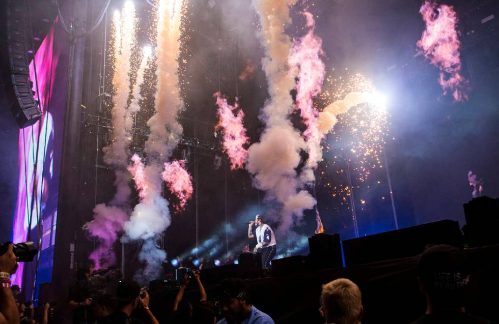 Post Malone performs at the downtown stage during day 3 of the Life is Beautiful festival in do ...