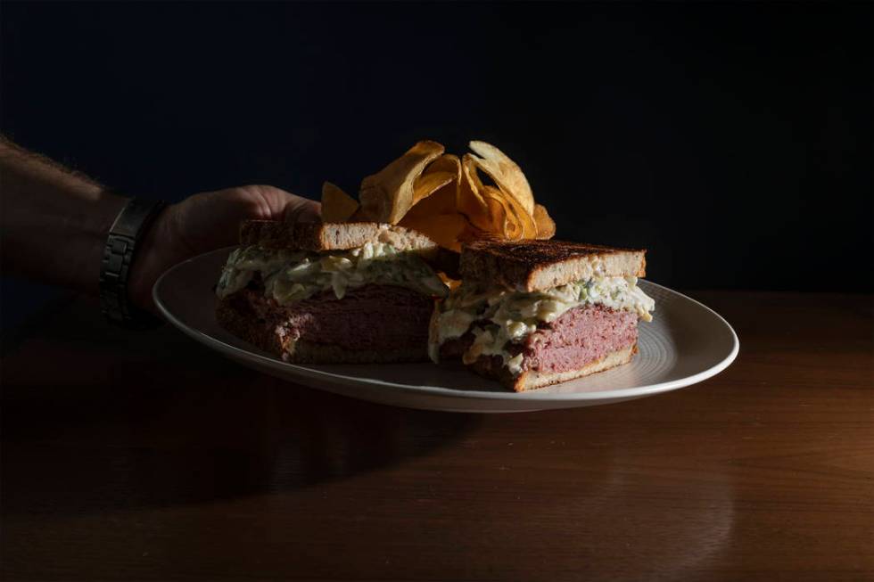 Tuch's Reuben Sandwich, named for Golden Knights' forward Alex Tuch, at Wolfgang Puck Players L ...