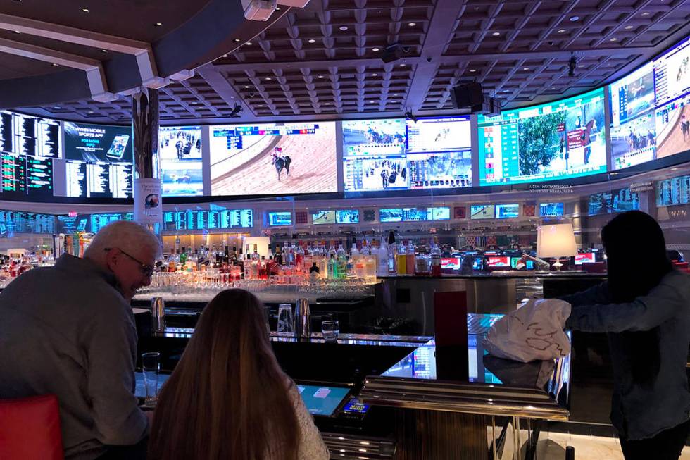 The Wynn sportsbook is seen on Friday, March 13, 2020. (James Schaeffer/Las Vegas Review-Journal)