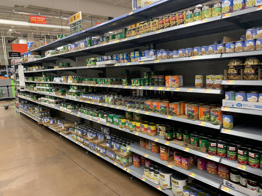 The canned food section is seen at Walmart Neighborhood Market at 6151 W Lake Mead Blvd. in Las ...