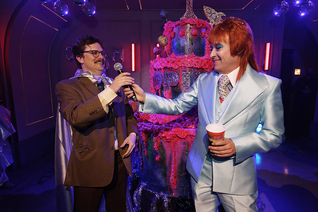 Harry Howie and Ross Mollison, of Spiegelworld, celebrate the first anniversary of "Opium" at T ...