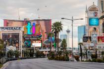 A quiet morning on the Las Vegas Strip on Wednesday, March 18, 2020. (Elizabeth Page Brumley/La ...