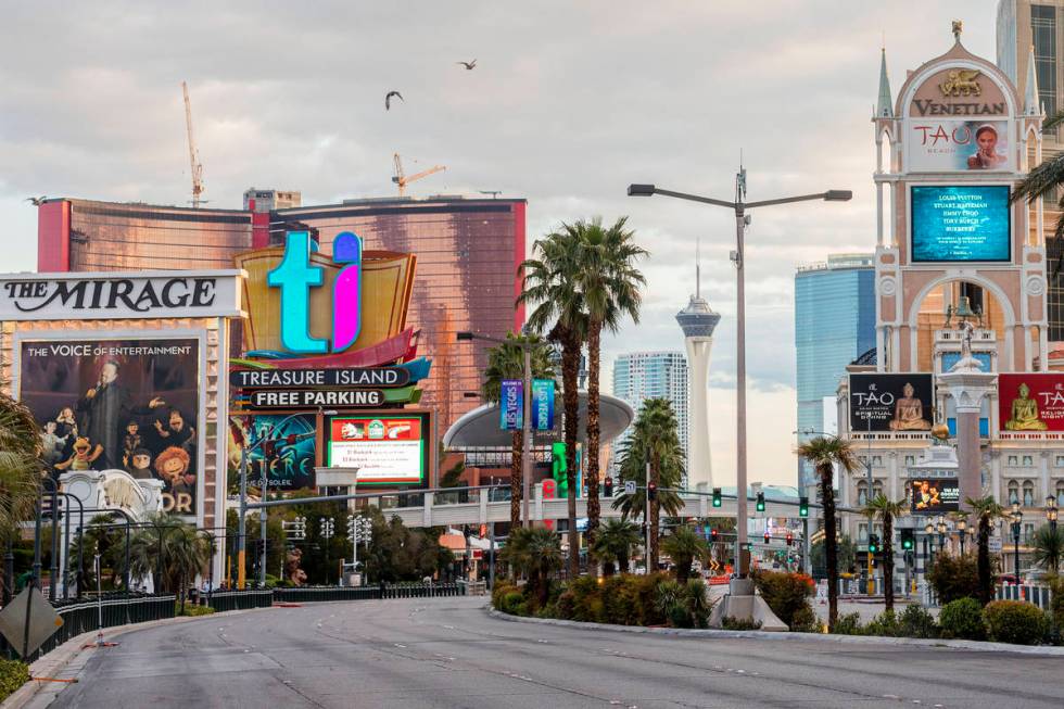 A quiet morning on the Las Vegas Strip on Wednesday, March 18, 2020. (Elizabeth Page Brumley/La ...