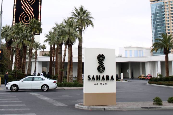 A car exits the Sahara Las Vegas where there is free valet parking available, in Las Vegas on F ...