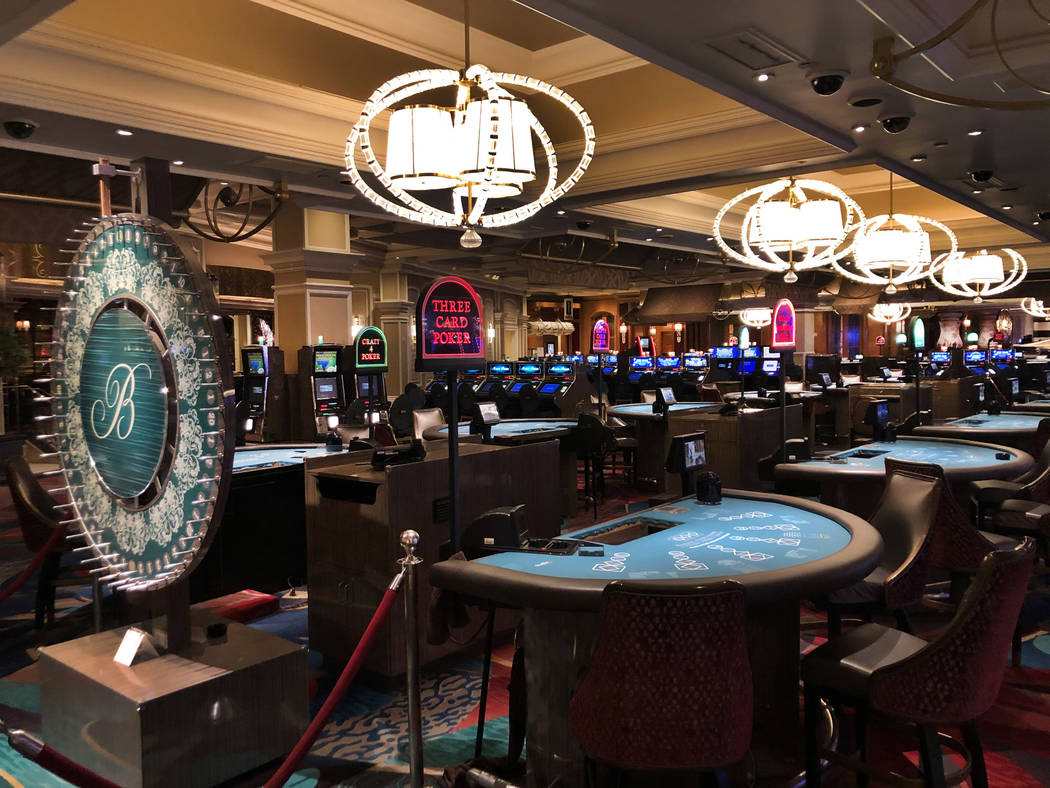 Empty table games at the Bellagio on Tuesday, March 17, 2020, in Las Vegas. (L.E. Baskow/Las Ve ...