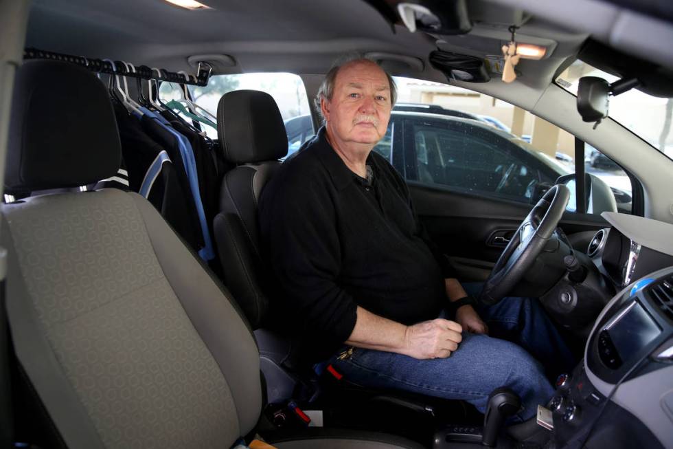 High school umpire Jim Bullock in his "locker room/office" at his Las Vegas home Tues ...