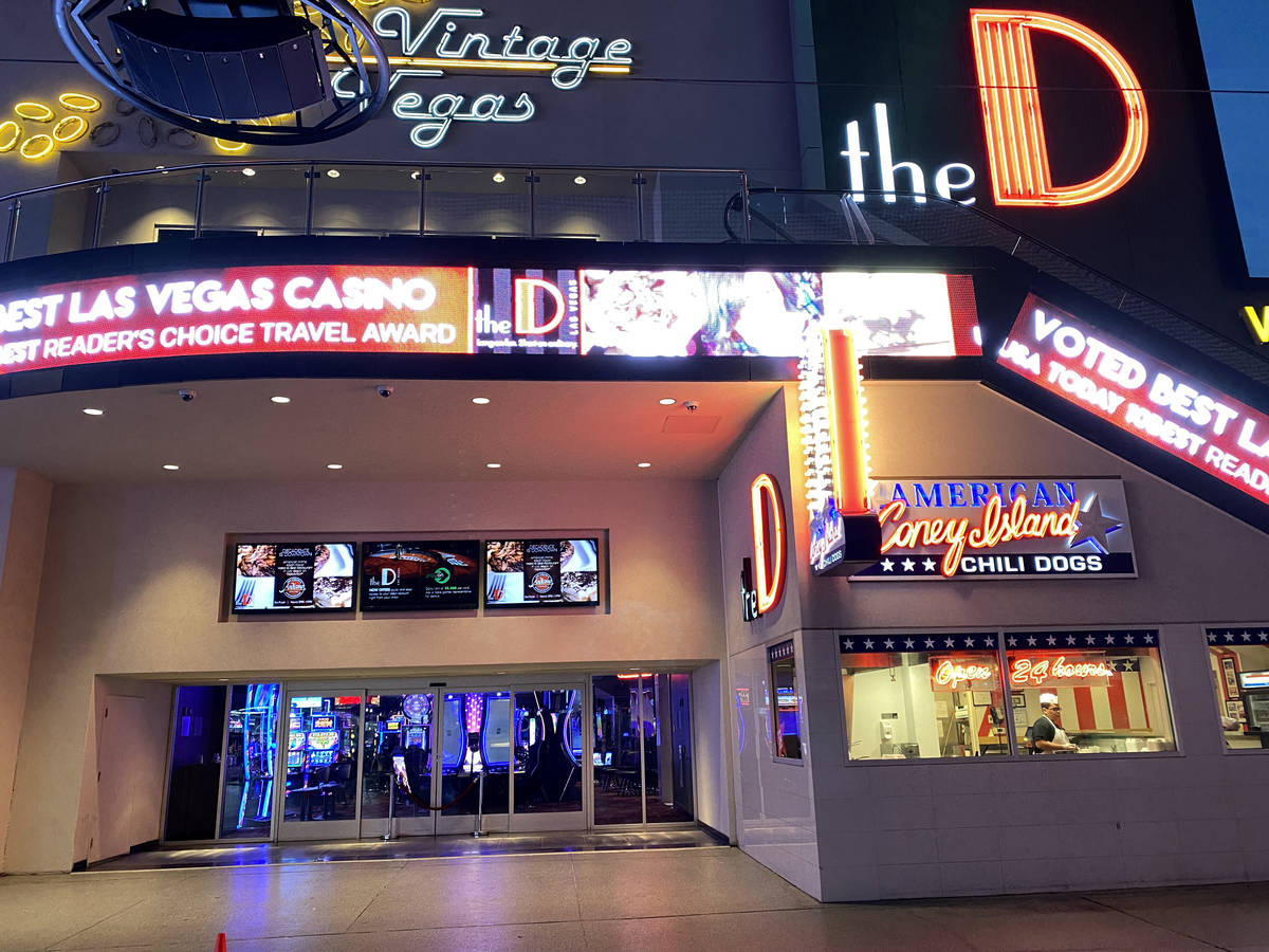 The D at Fremont Street Experience in downtown Las Vegas Wednesday, March 18, 2020. (K.M. Canno ...