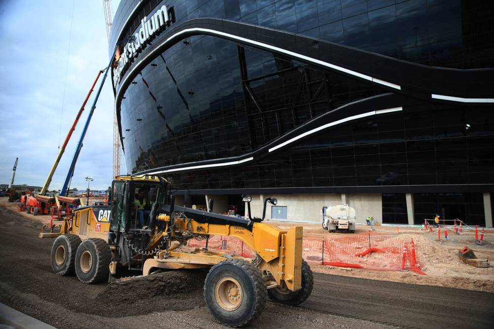 The Raiders Allegiant Stadium construction site in Las Vegas, Wednesday, March 18, 2020. (Erik ...