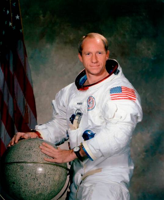 This undated photo made available by NASA shows Apollo 15 astronaut Al Worden. Worden, who circ ...