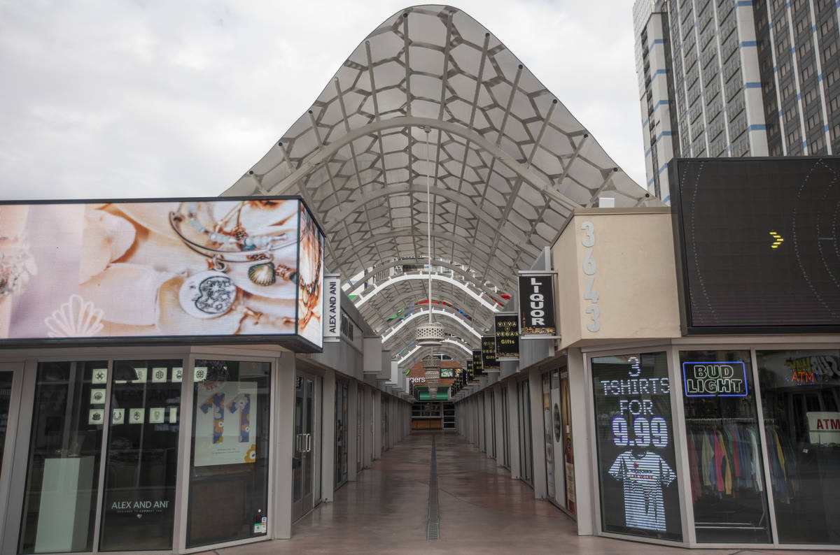Grand Bazaar Shops is empty on Wednesday, March 18, 2020, in Las Vegas. (Ellen Schmidt/Las Vega ...