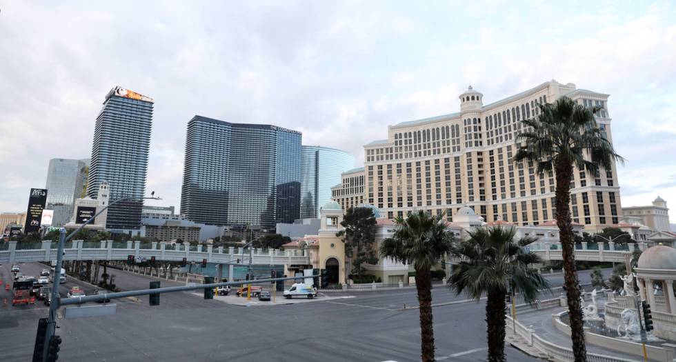 A quiet morning on the Las Vegas Strip on Wednesday, March 18, 2020. (Elizabeth Page Brumley/La ...