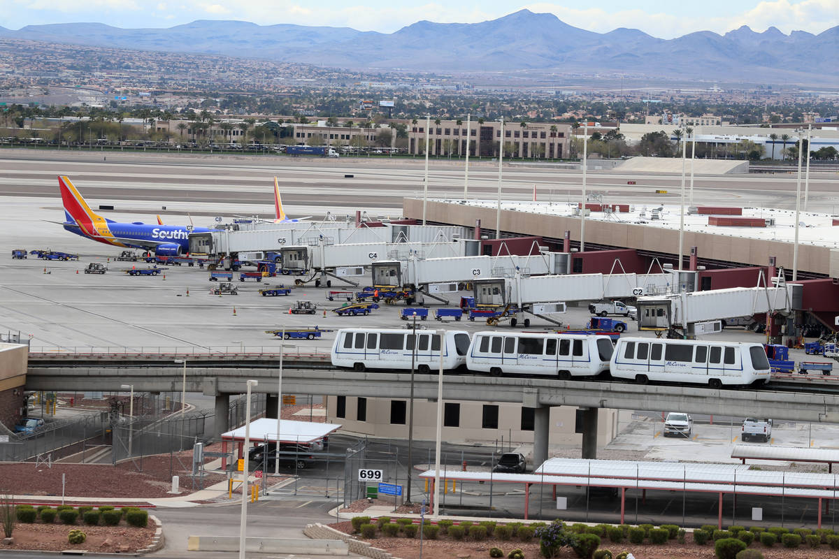 McCarran International Airport in Las Vegas, Thursday, March 19, 2020. (Erik Verduzco / Las Veg ...