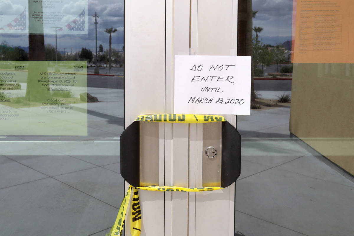 Lomie G. Heard Elementary School in Las Vegas pictured on Thursday, March 19, 2020. (Ellen Schm ...